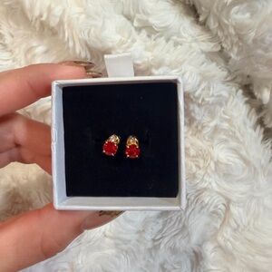 Elegant Ruby 14k Gold plated Stud Earrings